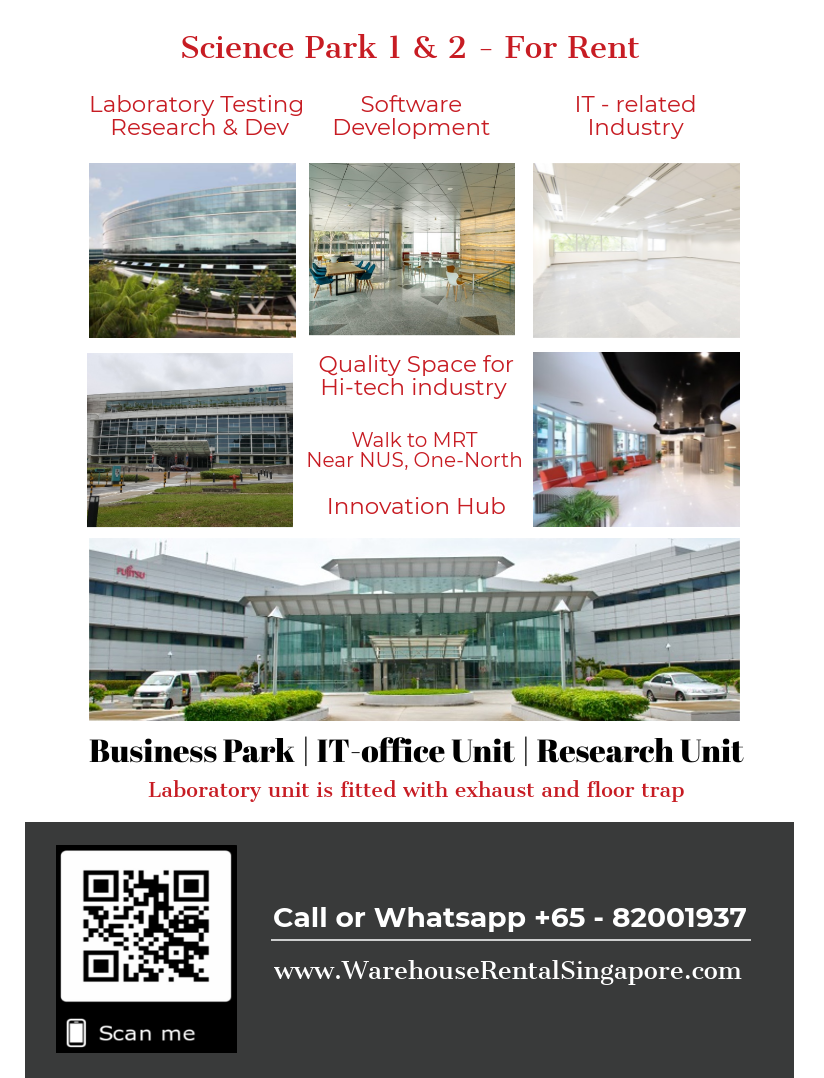 Science Park 1 and Science Park 2 For rent