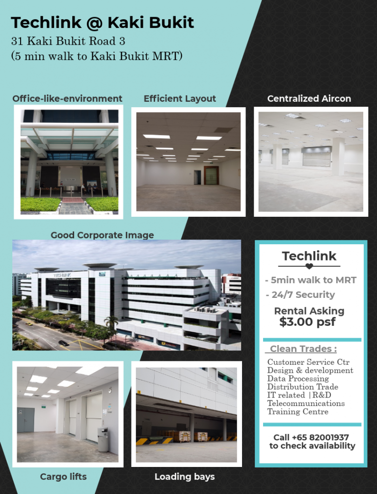 Techlink Office Techlink at Kaki Bukit suitable as office & warehouse space