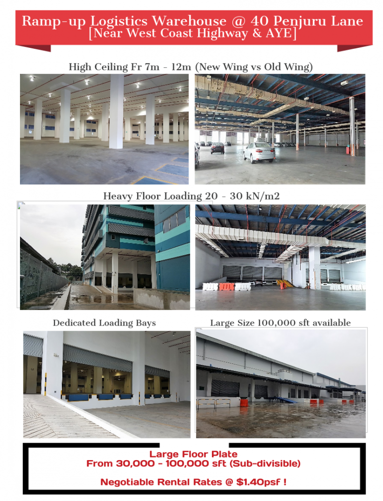 Cheap B2 Ramp-up Penjuru Warehouse For Rent | High Ceiling