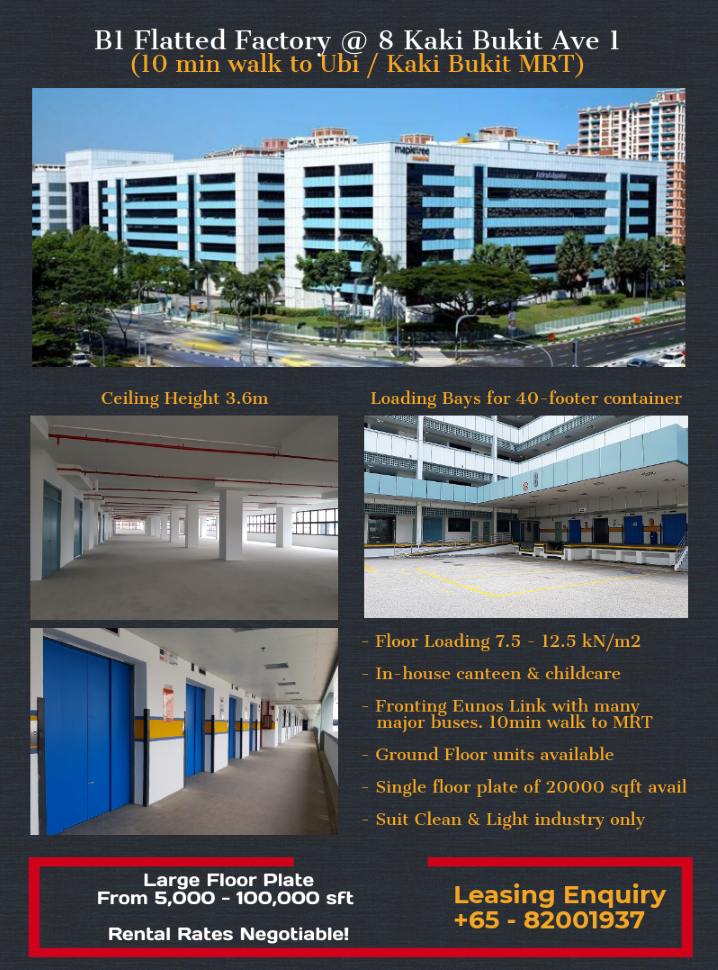 8 Kaki Bukit Ave 1 JTC B1 Factory for rent