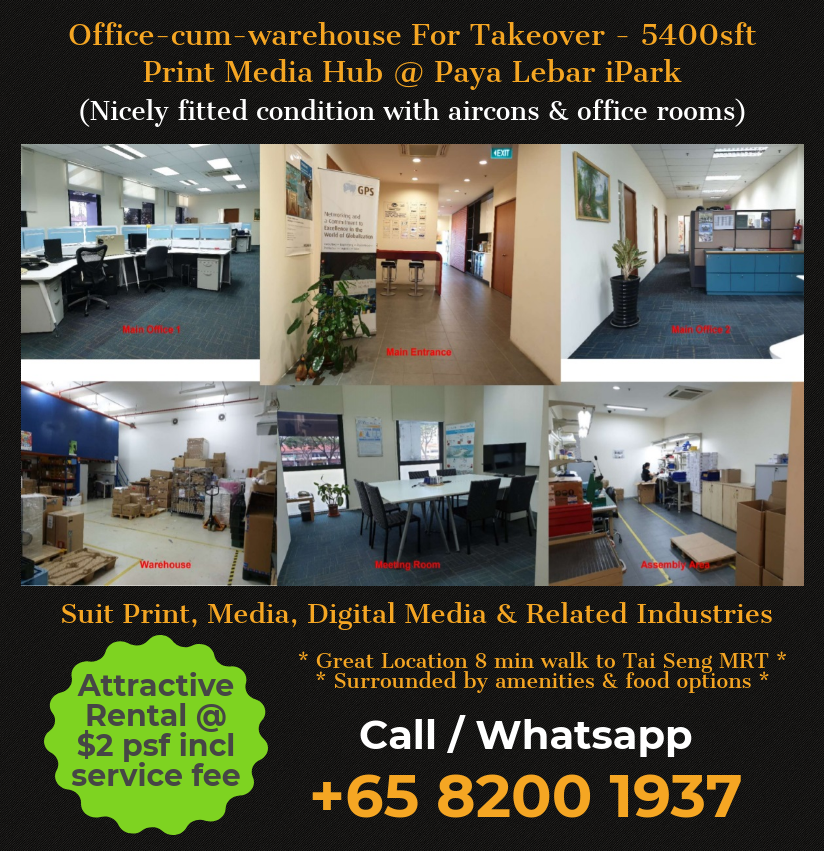 Office for takeover at Paya Lebar Print Media Hub
