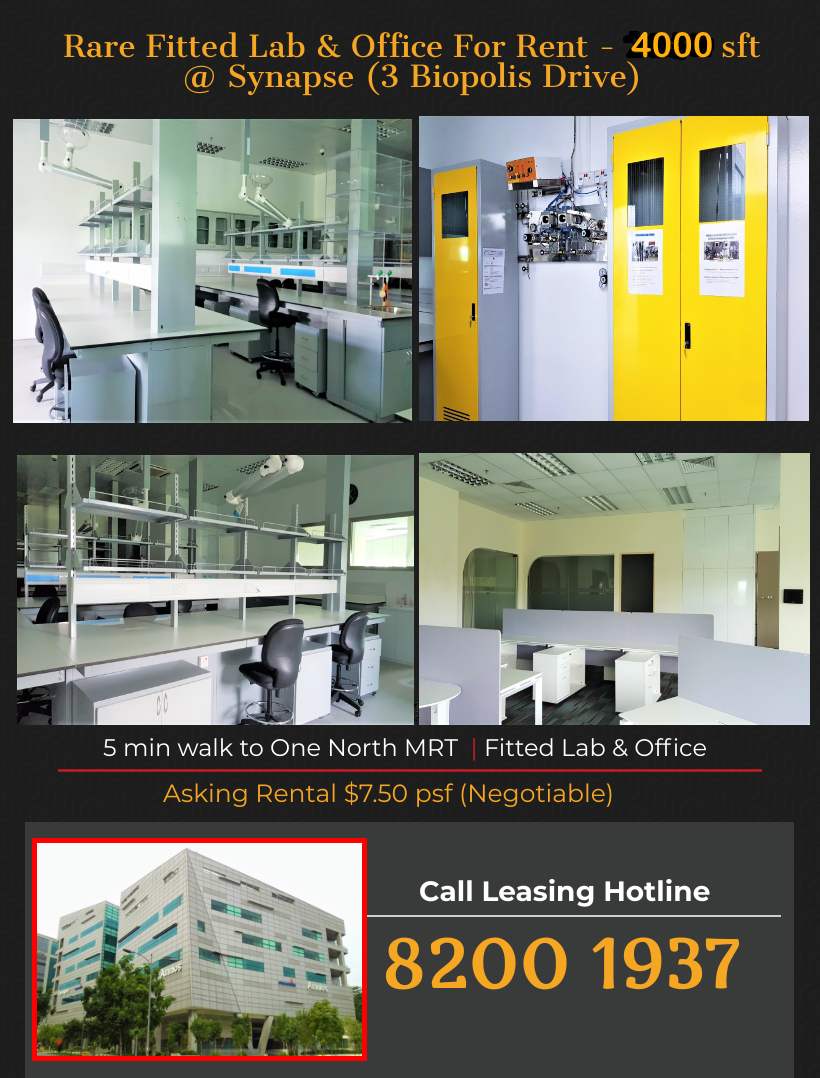 Biopolis Fitted lab for rent