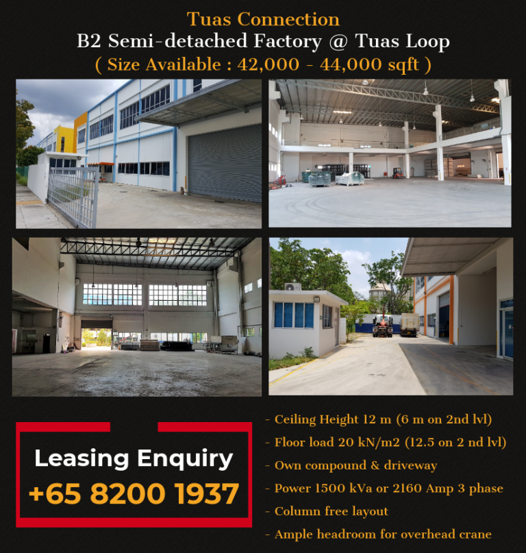 B2 Semi-detached Factory for rent @ Tuas Loop | Own Compound