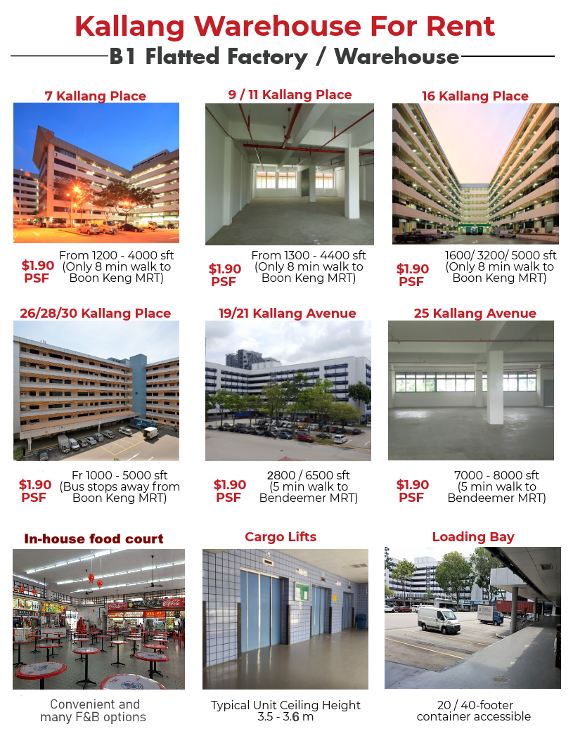 B1 warehouse for rent Kallang