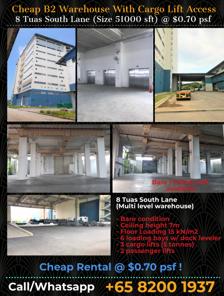 Cheap B2 Warehouse For Rent 0.70 psf Tuas South Lane