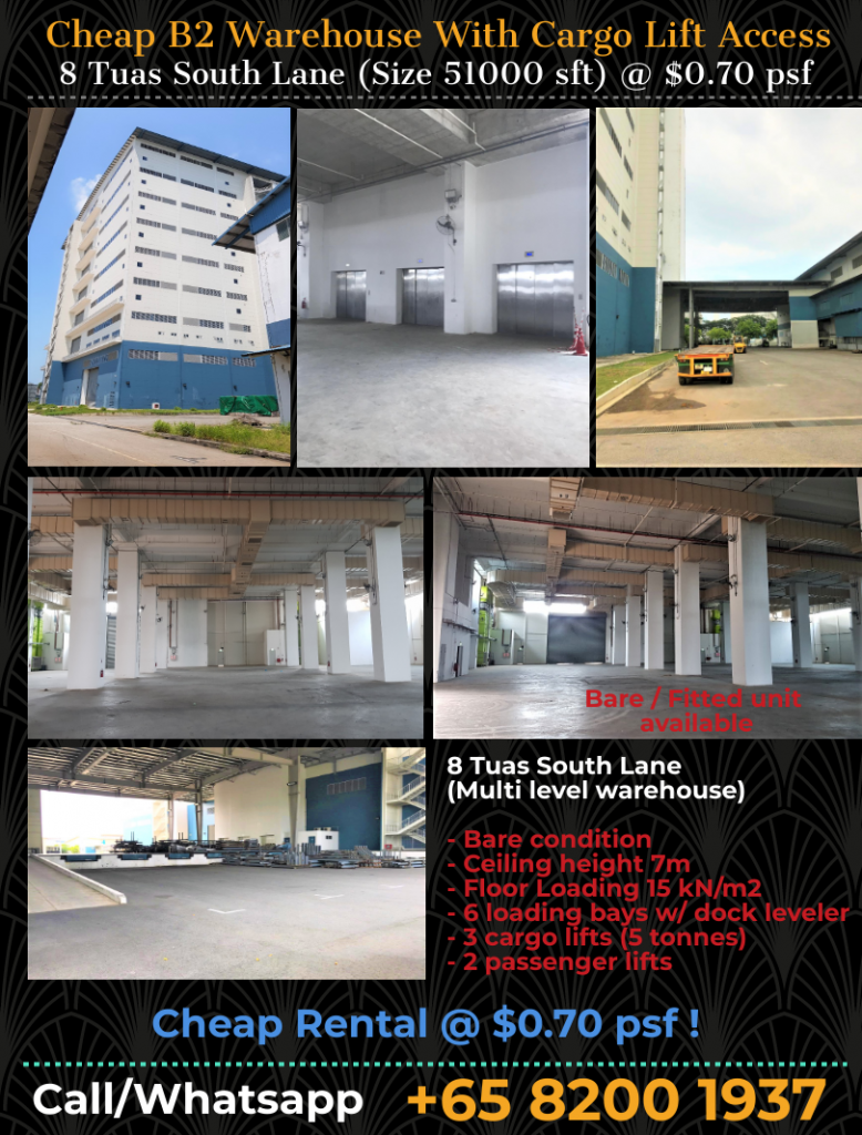 Cheap B2 Warehouse For Rent @ $0.70 psf | Tuas South Lane