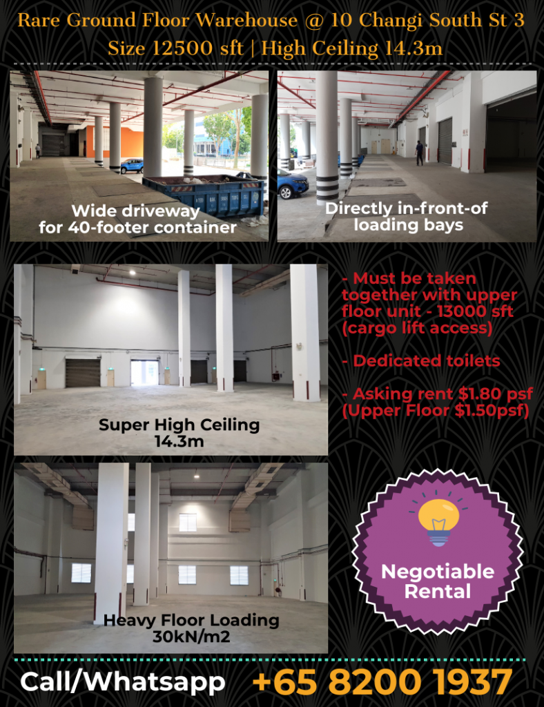 Ground Floor warehouse for rent 10 Changi South St 3